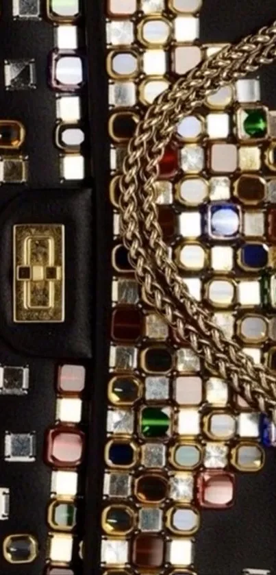 Luxurious wallpaper with jewel-studded design.