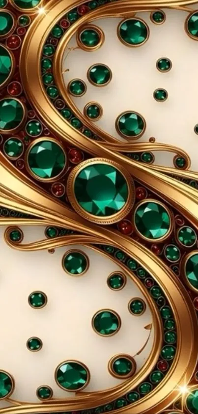 Elegantly designed wallpaper with jewels and gold accents.