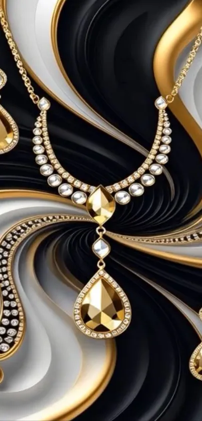 Elegant gold and silver jewelry design wallpaper.