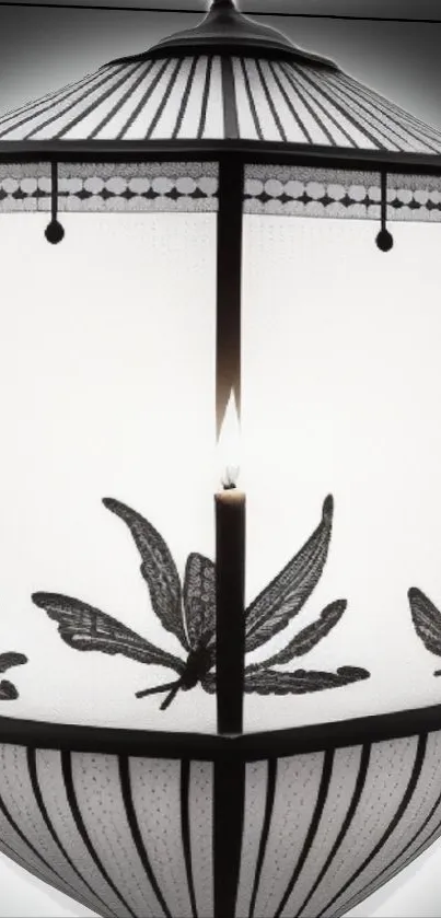 Elegant lantern with leaf designs on a white background wallpaper.