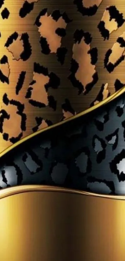 Elegant gold and black leopard pattern wallpaper for mobile.