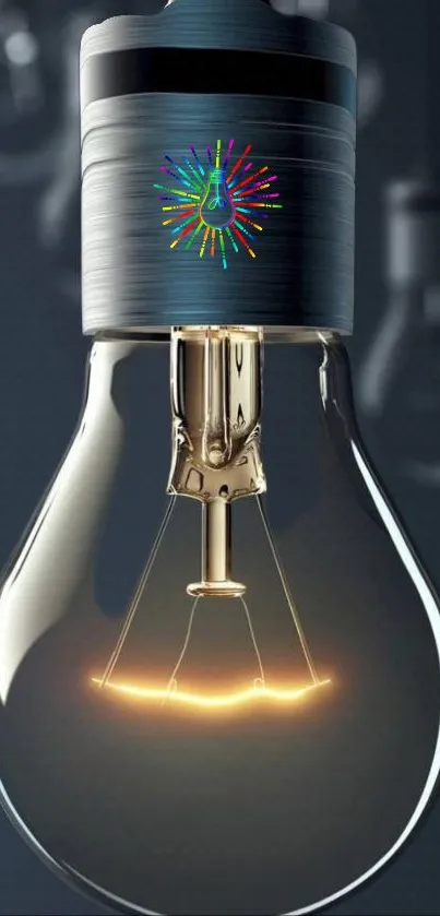 Elegant light bulb wallpaper with glowing filament.