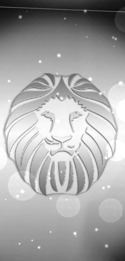 Monochrome wallpaper featuring a lion emblem with a serene style.