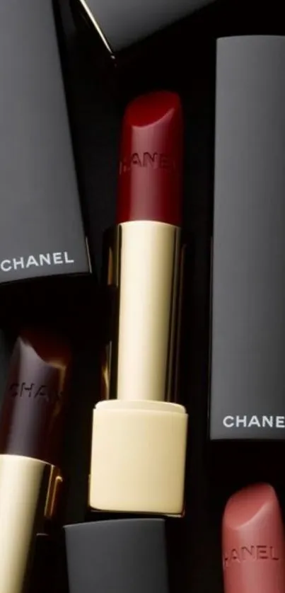 Luxurious Chanel-inspired lipstick wallpaper.