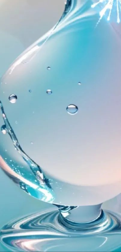 Elegant liquid drop with gentle blue hues.