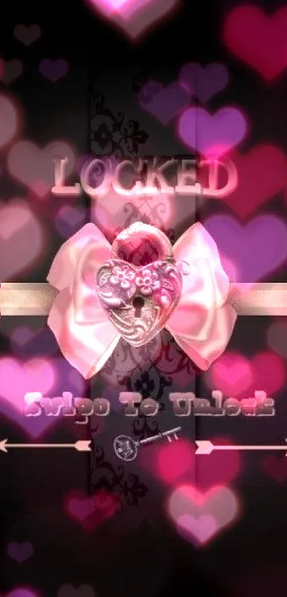 Elegant lock screen wallpaper with pink bow and decorative elements.