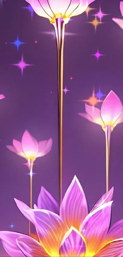 Elegant purple lotus glow mobile wallpaper