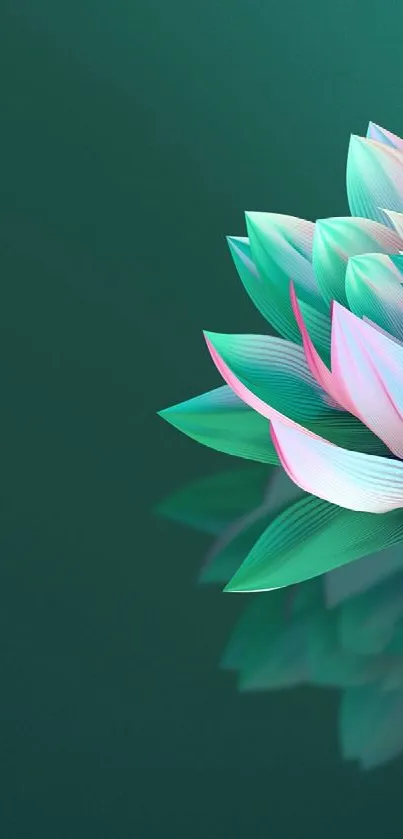 Elegant lotus petal design in pastel colors on teal background