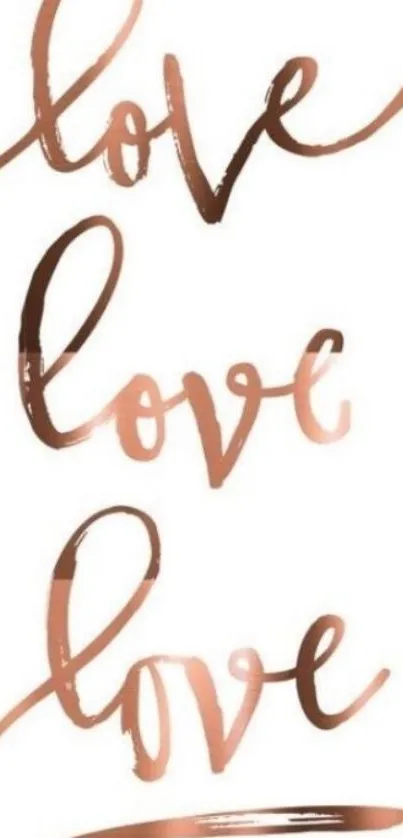 Minimalist copper love script wallpaper.