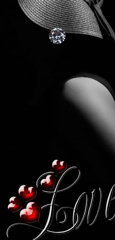 Elegant black and red mobile wallpaper with a love motif.