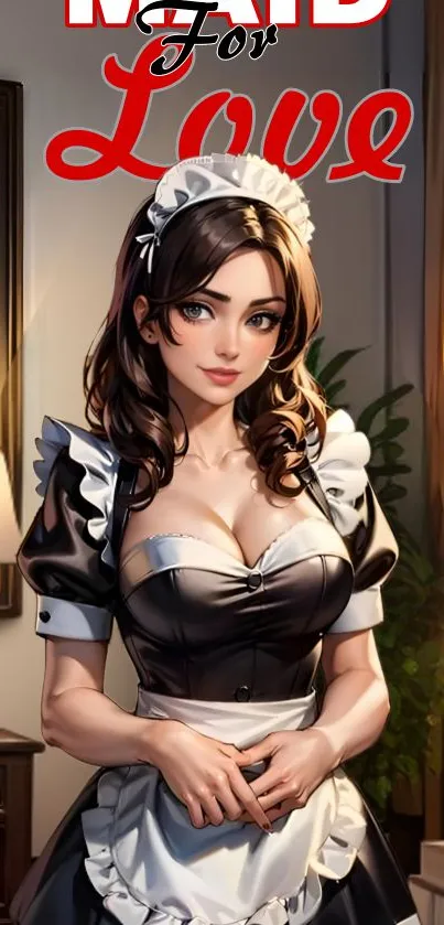 Anime art depicting an elegant maid in classic attire.