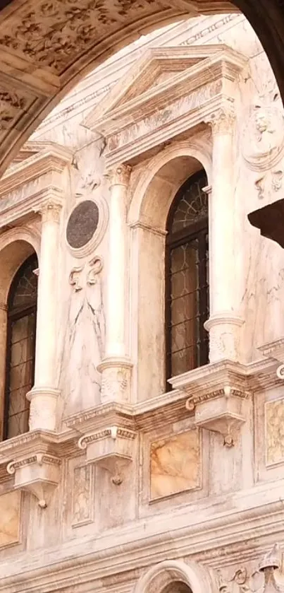 Elegant marble archway with historic architecture.