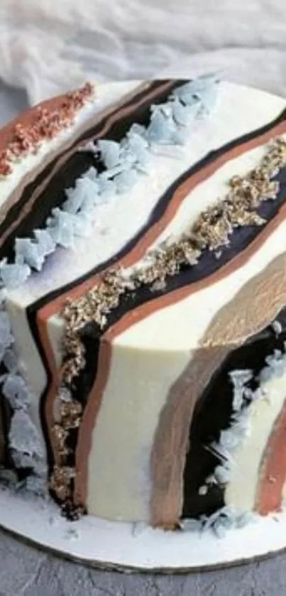 Elegant marble cake with textured layers and unique patterns.