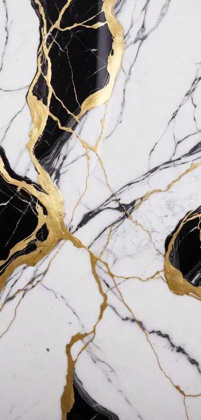 Black and white marble with golden veins wallpaper.