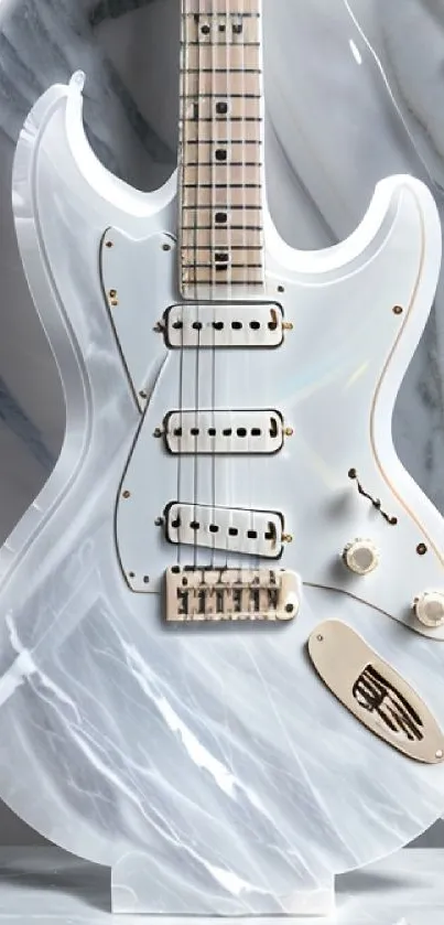 Elegant marble guitar on a white background.