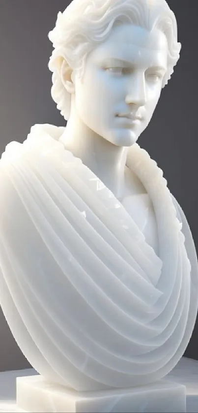 Elegant white marble sculpture on a sleek pedestal.