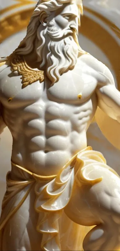 Marble statue with golden accents radiating elegance and classic artistry.