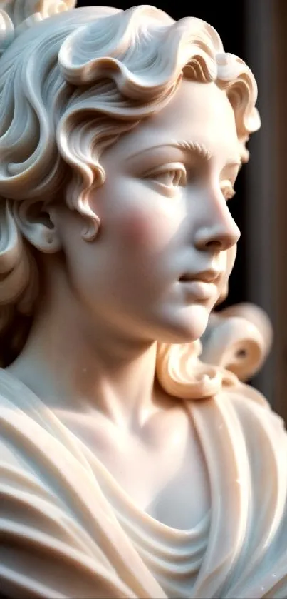 Elegant marble statue with intricate details in warm lighting.