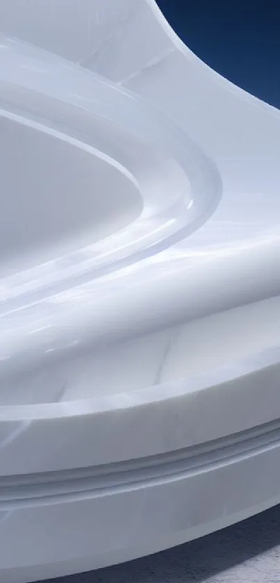 Elegant white and blue marble wallpaper with smooth curves.