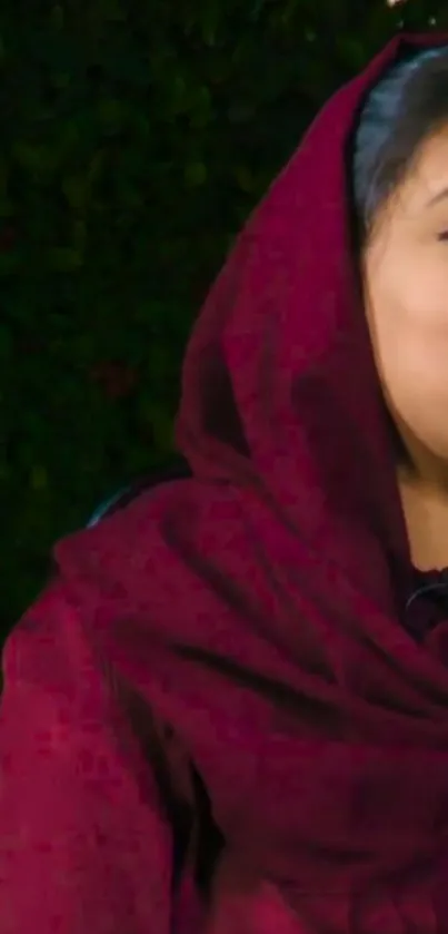 Elegant woman in maroon hijab