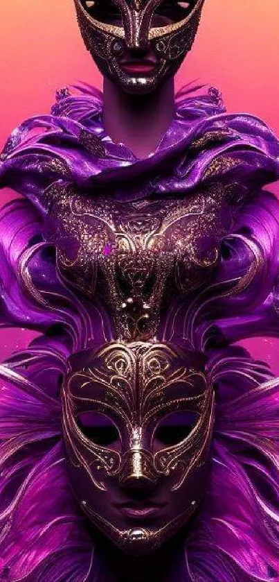 Fantasy-themed mobile wallpaper with purple masked design.