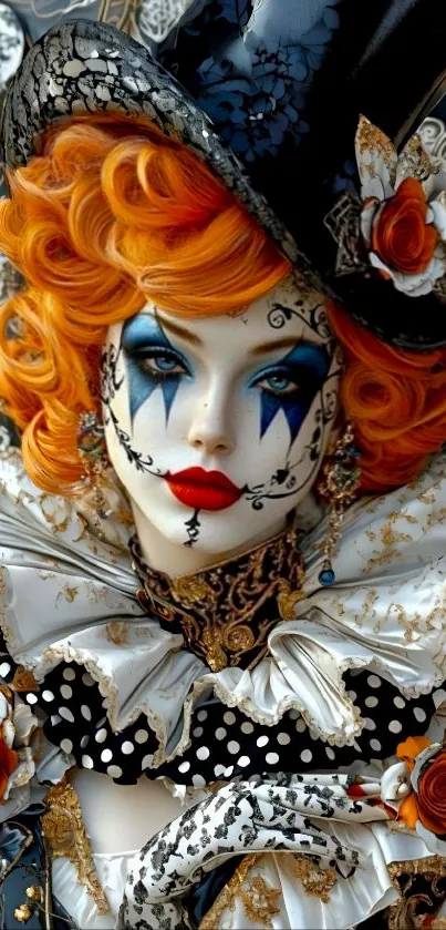 Elegant masquerade doll with intricate design.