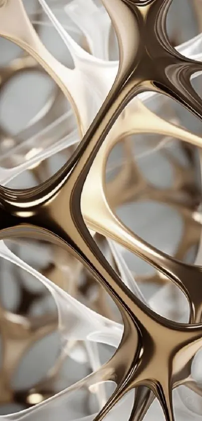 Luxurious metallic abstract 3D design with elegant curves.