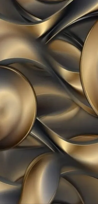 Elegant metallic abstract wallpaper with dynamic curves.