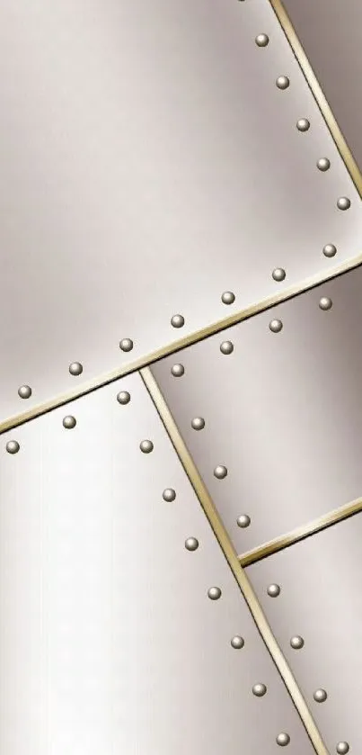 Metallic mobile wallpaper with rivet design in silver and gold tones.