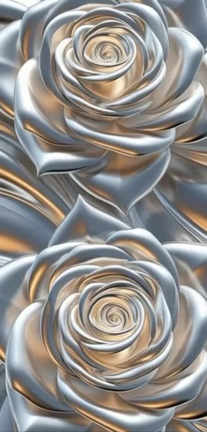 Elegant metallic roses in silver and gold hues.