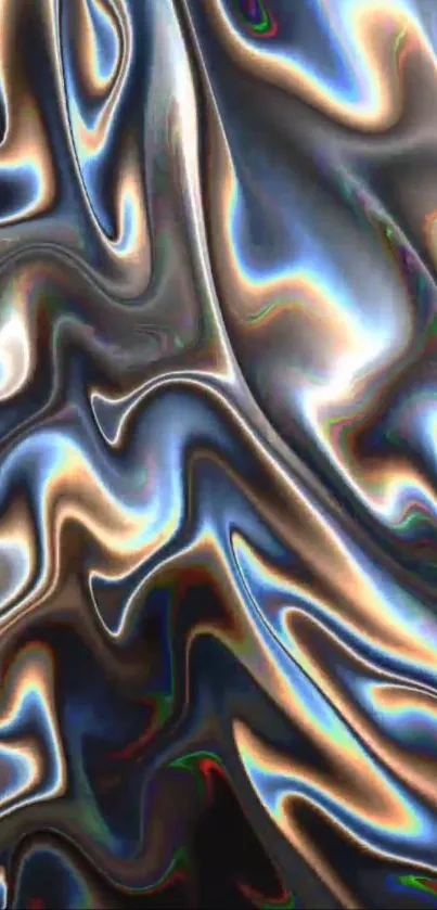 Metallic abstract wallpaper with fluid swirls