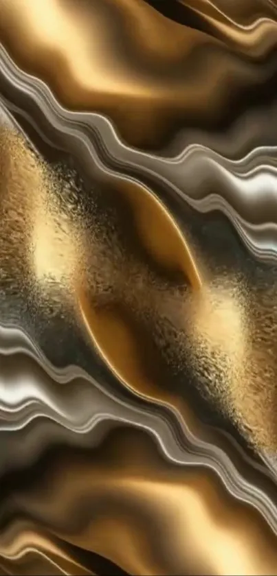 Abstract golden and bronze waves wallpaper