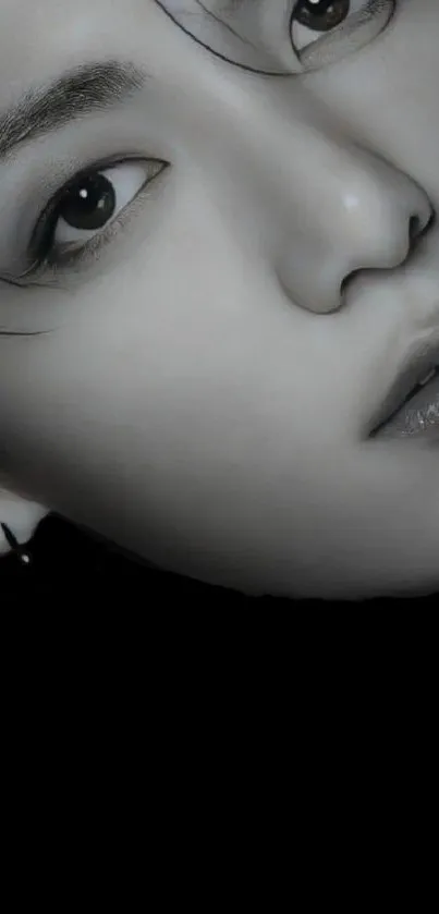 Elegant monochrome face close-up wallpaper