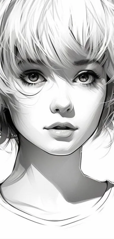 Artistic grayscale portrait of a woman in minimalist style.
