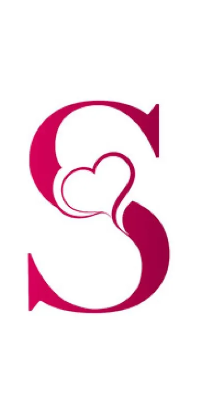 Elegant monogram with heart in pink design on mobile wallpaper.