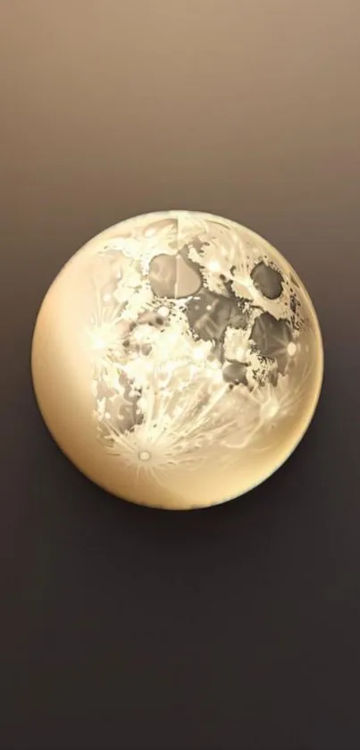 Elegant art of a moon-themed sphere on a beige background.