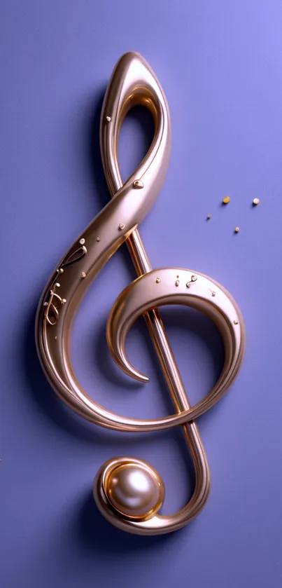 Elegant gold musical note on purple background with pearl accent.