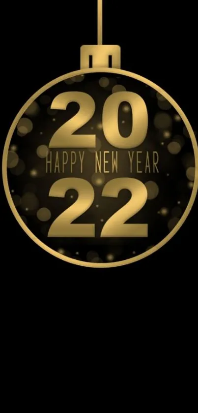 Elegant New Year 2022 ornament wallpaper with black and gold colors.