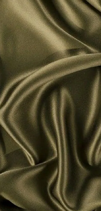 Olive green silk fabric with smooth folds, perfect for mobile wallpaper.