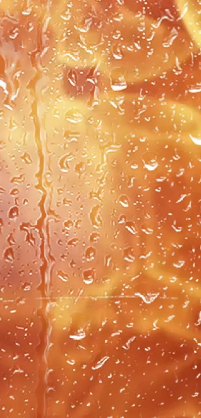 Orange raindrop wallpaper with elegant shimmer effect.