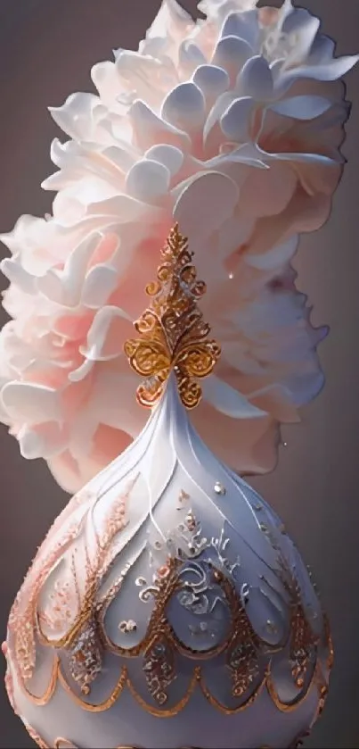 Elegant ornate floral design in soft pink hues for mobile wallpaper.