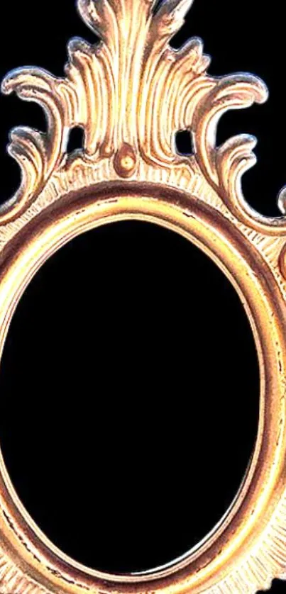 Mobile wallpaper featuring an ornate golden frame on a black background.