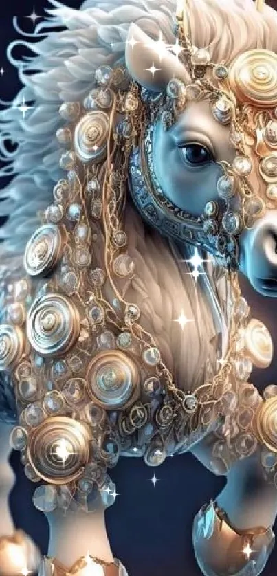 Ornate and elegant horse art wallpaper for mobile devices.