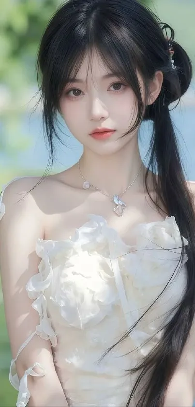 Elegant outdoor portrait with nature background