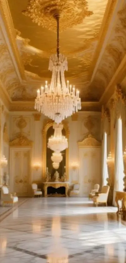 Elegant palace interior with chandeliers