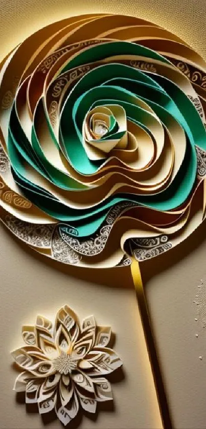 Elegant paper art floral wallpaper with intricate design.