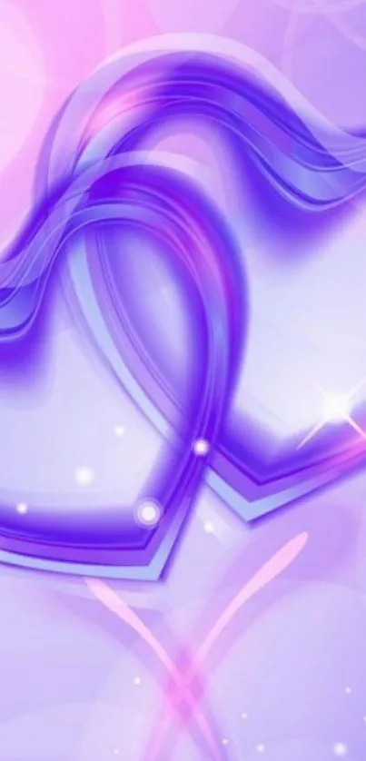 Elegant purple and pink heart wallpaper with a soft gradient.