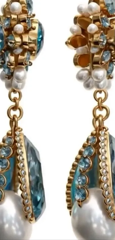 Elegant pearl and gemstone earrings close-up.