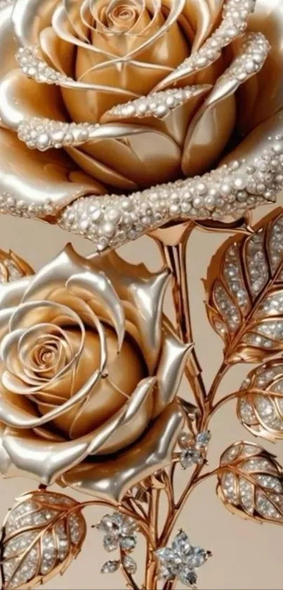 Gold and pearl roses in elegant design.