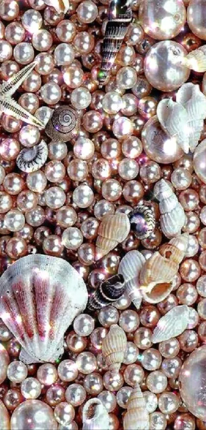 Pearl and seashell mobile wallpaper design.